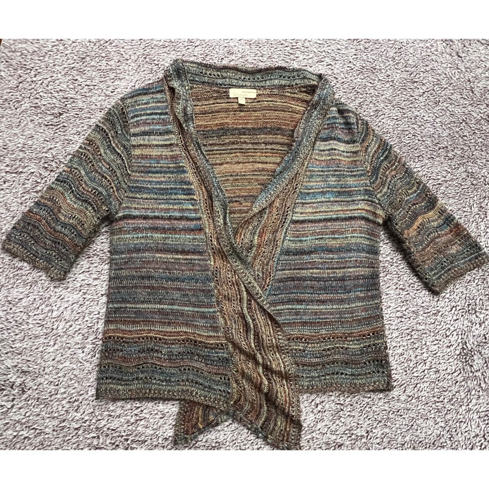 Choices Women's M Made USA Multicolor Space Dye Open Knit Boho Cardigan